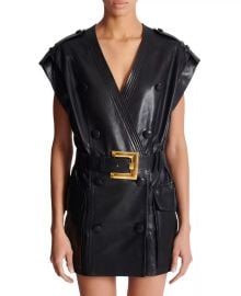 Lambskin Leather Short Belted Dress at Bloomingdales
